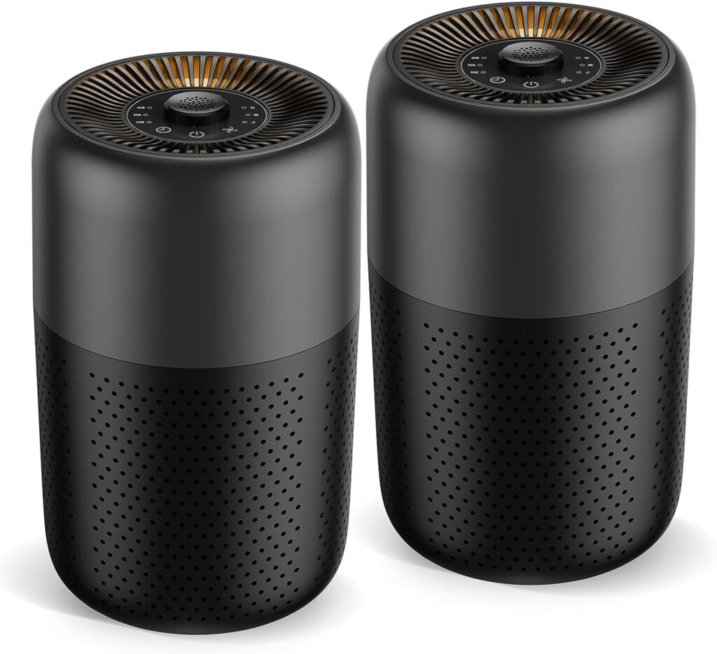 2 Pack TPLMB Air Purifiers for Bedroom,H13 HEPA Filters,Fragrance Sponge for Better Sleep,Remove 99.97% of Dust Smoke Hair Odors Wildfire Particles,24dB Filtration System, P60 Black.