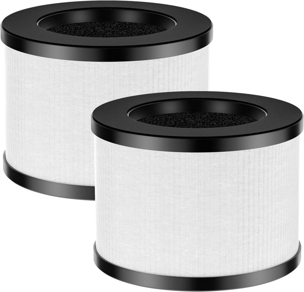 2 Pack TZ-K1 Replacement Filter Compatible with ToLife TZ-K1 Air Puri-fier, FreAire  AROEVE MK01/06 Air Purifi-ers, 3-in-1 H13 HEPA Filter, Activated Carbon and Pre-filter, 360 Rotating Filter(Black)