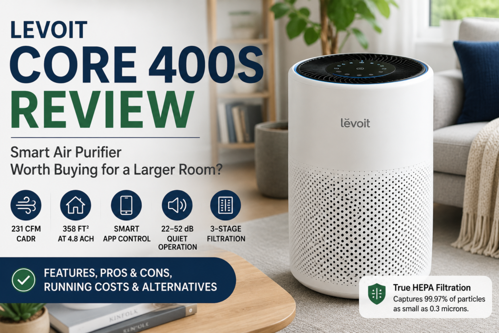 Levoit Core 400S air purifier review for larger room use