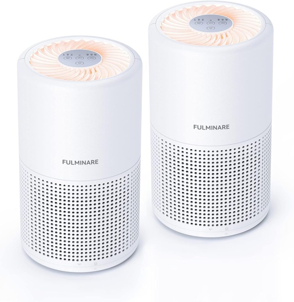Air Purifiers for Bedroom, FULMINARE H13 True HEPA Filter, Quiet Air Cleaner With Night Light, Portable Small Air Purifier for Office Living Room, Remove 99.97% 0.01 Microns Dust, Smoke, Pollen