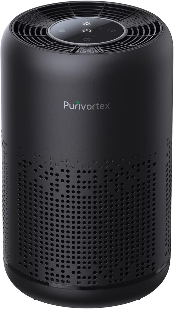 Air Purifiers for Bedroom, HEPA Air Purifiers, Air Cleaner for Smoke A11ergies Dander Hair Odor, Portable Air Purifier with Fragrance Sponge Sleep Mode Speed Control - AC300 Black