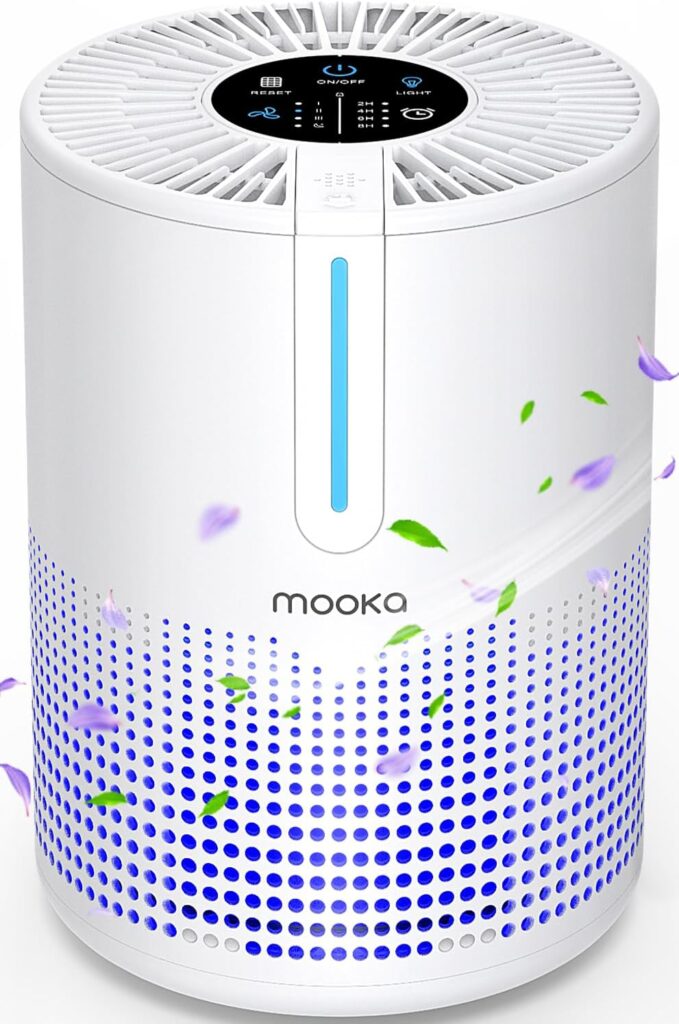 Air Purifiers for Bedroom Home, MOOKA HEPA H13 Filter Protable Air Purifier with USB Cable for Smokers Pollen Pets Dust Odors in Office Car 300 Sq.Ft, Travel Desktop Air Cleaner with Fragrance Sponge