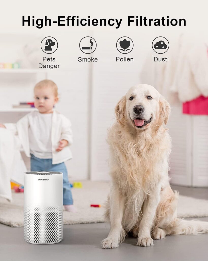 Air Purifiers for Home Large Room Up to 1076 Ft2, MORENTO H13 HEPA Air Purifiers for Bedroom 22 dB, Air Cleaners for Pet Dander, Dust, Pollen, Odor, Smoke, with 7 Color Light, KILO, White