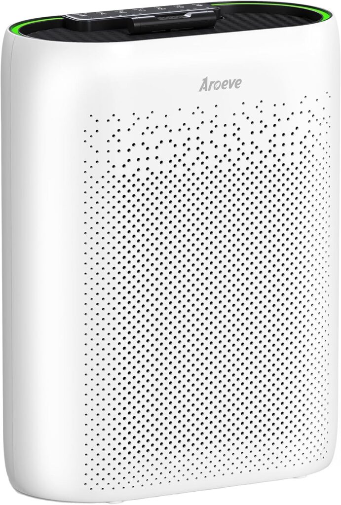 AROEVE Air Purifiers for Home Large Room with Automatic Air Detection Cover 1095 Sq.Ft True H13 HEPA Filter 99.9% of Dust, Pet Dander, Pollen for Home, Bedroom, Dorm Room, MKD05-White