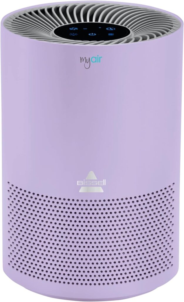 BISSELL MYair Purple Air Purifier with High Efficiency and Carbon Filter for Small Room and Home, Quiet Air Cleaner for Allergens, Pets, Dust, Dander, Pollen, Smoke, Hair, Odors, Timer, 2780P
