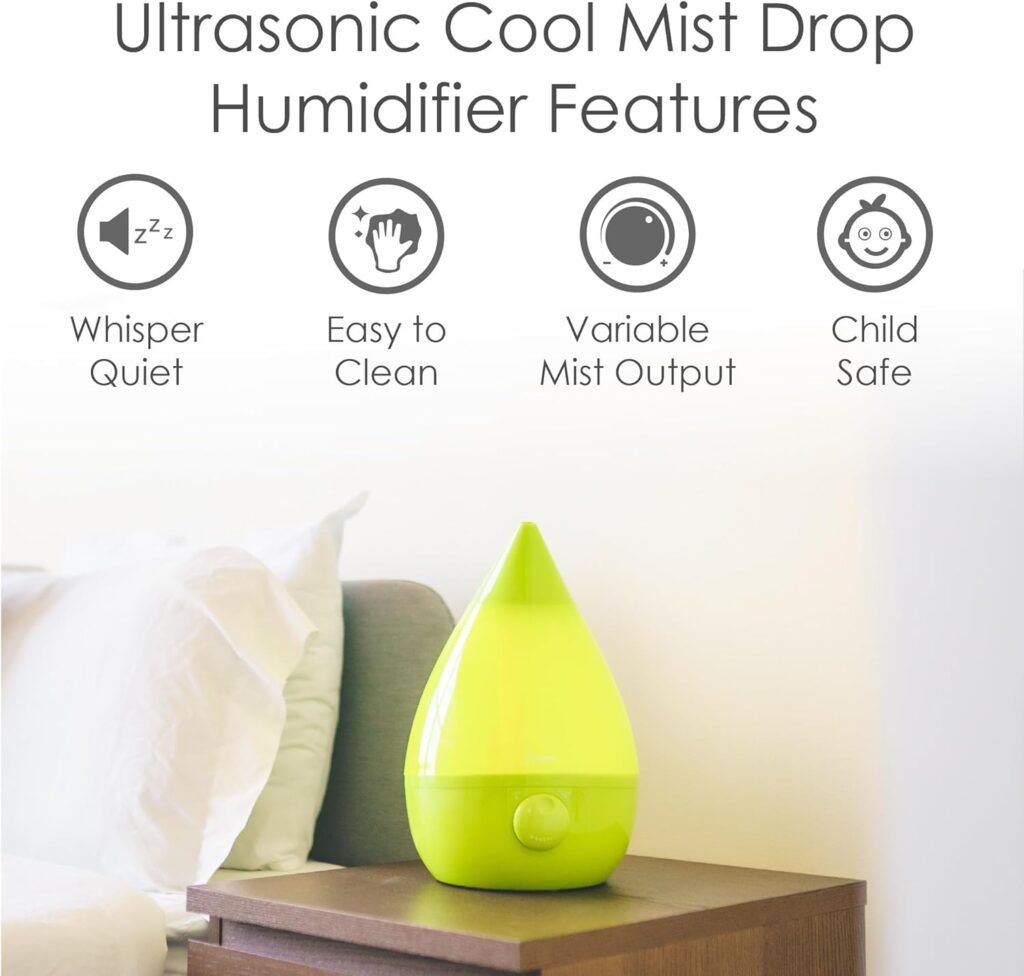 Crane Ultrasonic Cool Mist Humidifiers for Bedroom, Baby Nursery, Kids Room, Plants, or Office, Large 1 Gallon Tank, Filter Optional, Blue  White
