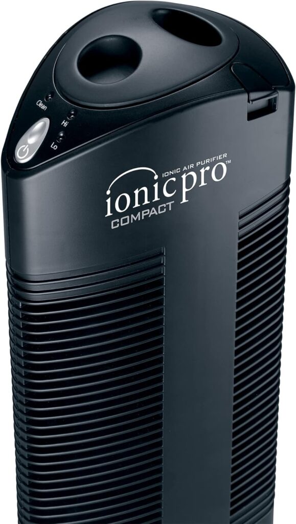 ENVION CA200 Ionic Pro Medium Room Silent Compact Tower Air Purifier with High and Low Settings, Removes Pollen, Smoke, and Irritant Particles, Black