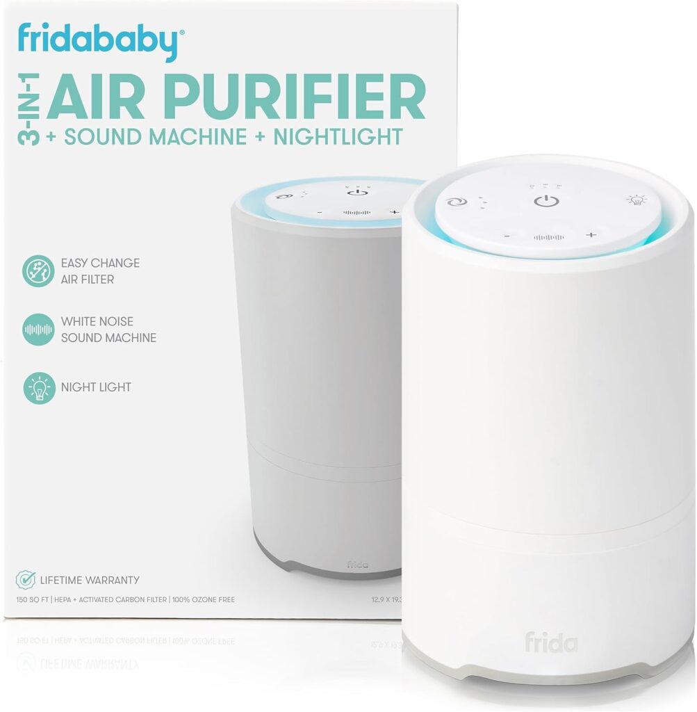 Frida Baby 3-in-1 Sound Machine, Air Purifier + Nightlight with 3 Fan Speeds and Easy-Change Filter