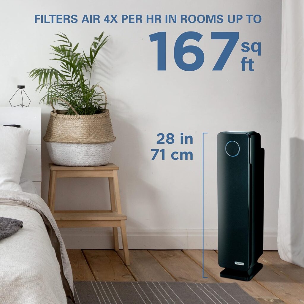 Germ Guardian Air Purifier for Home, Large Rooms, H13 HEPA Filter, Removes Dust, Allergens, Smoke, Pollen, Odors, Mold, UV-C Light Helps Reduce Germs, 28 Inch, Black, AC5350B