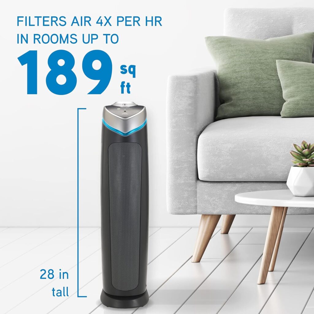 Germ Guardian Air Purifier with HEPA 13 Filter, Removes 99.97% of Pollutants, Covers Large Room up to 915 Sq. Foot Room in 1 Hr, UV-C Light Helps Reduce Germs, Zero Ozone Verified, 28, Gray, AC5000E