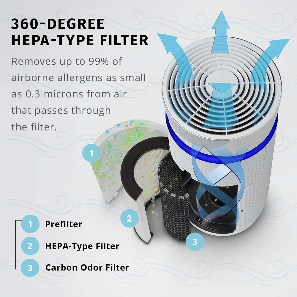 Homedics TotalClean 3-in-1 HEPA-Type Air Purifier Filter Replacement, Works with Homedics AP-T40, AP-T40WT, AP-T45-BK and AP-T45-WT Air Purifiers, Captures Microscopic Airborne Particles
