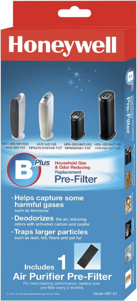 Honeywell HRF-B1 Air Purifier Filter, 1-Pack – Airborne Allergen Air Filter Targets Dust, Wildfire/Smoke, Odors and VOCs