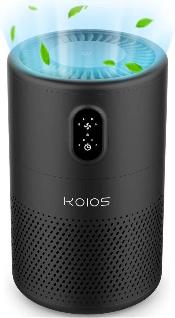 KOIOS Air Purifiers for Bedroom Home 1076 sq.ft, H13 HEPA Filter Air Cleaner for Allergies Pets Smoker, Remove 99.99% PM2.5 Wildfire Dust Mold Bacteria Pollen, 20dB Dust Remover, Ozone Free, Black