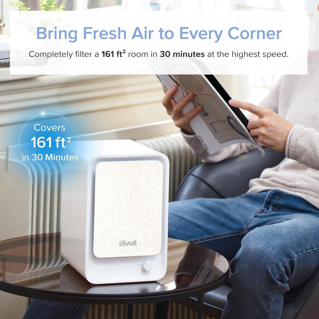 LEVOIT Air Purifier for Home Bedroom, HEPA Fresheners Filter Small Room Cleaner with Fragrance Sponge for Smoke, Allergies, Pet Dander, Odor, Dust Remover, Office, Desktop, Table Top, 1 Pack, White