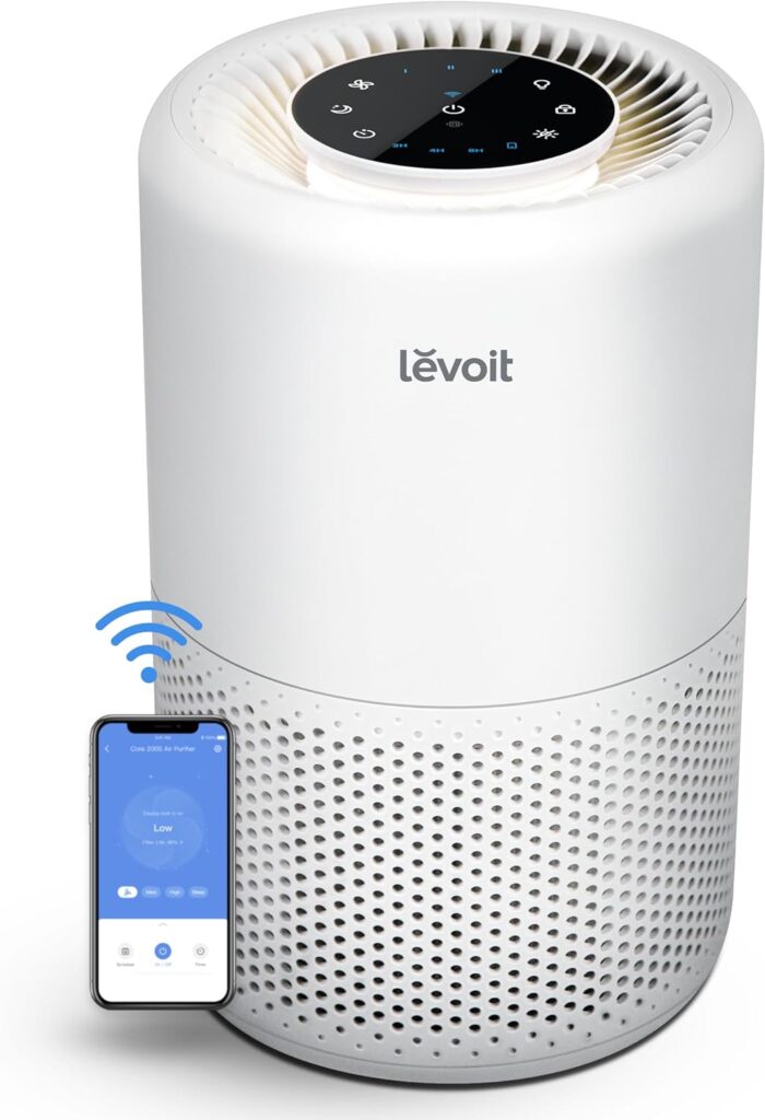 LEVOIT Air Purifier for Home Bedroom, Smart WiFi Alexa Control, Covers up to 915 Sq.Foot, 3 in 1 Filter for Allergies, Removes Pollutants, Smoke, Dust, 24dB Quiet for Bedroom, Core 200S, White