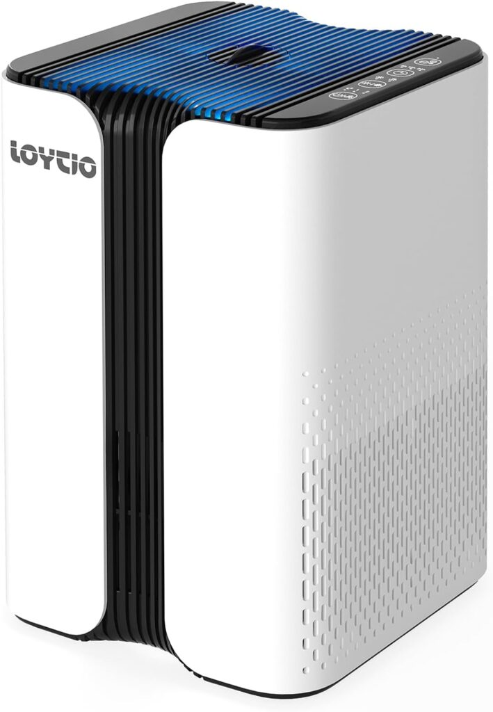 LOYTIO Air Purifiers for Home, HEPA Air Purifier Covers Up to 400 sq.ft Room, 24db Sleep Model, Night Light,3 Timers,Plug in Air Cleaner Works for Dust, Pets dander, Hair, Odor, Smoke, Pollen-KJ7