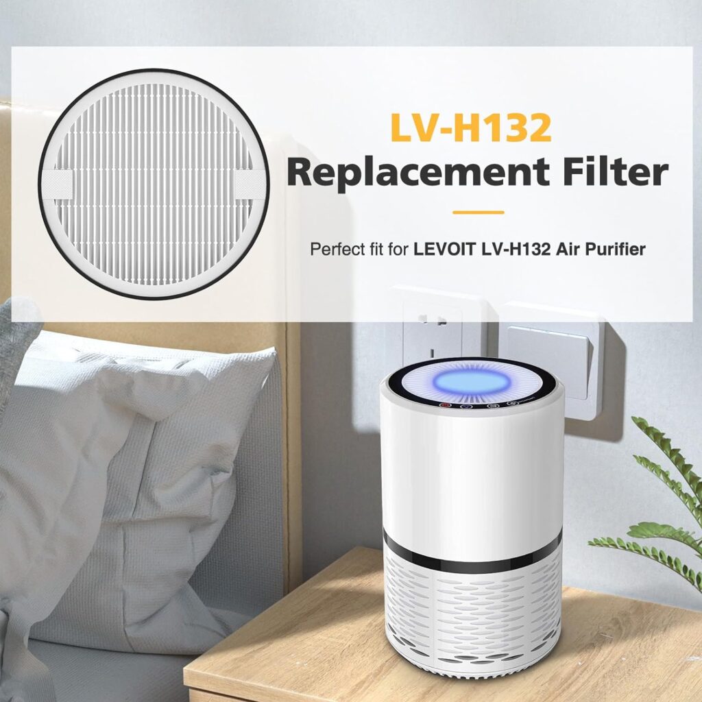 LV-H132 Replacement Filter Compatible with LEVOIT LV-H132 Air Puri-fier Replacement Filter, 3-in-1 H13 True HEPA Filter High-Efficiency Activated Carbon Filter, Part # LV-H132-RF, 2 Pack