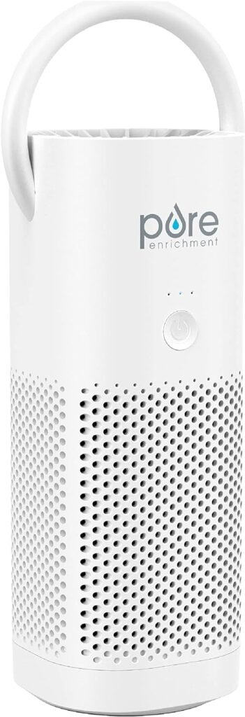 Pure Enrichment® PureZone™ Mini Portable Air Purifier - Cordless True HEPA Filter Cleans Air  Eliminates 99.97% of Dust, Odors,  Allergens Close to You - Cars, School,  Office (White)