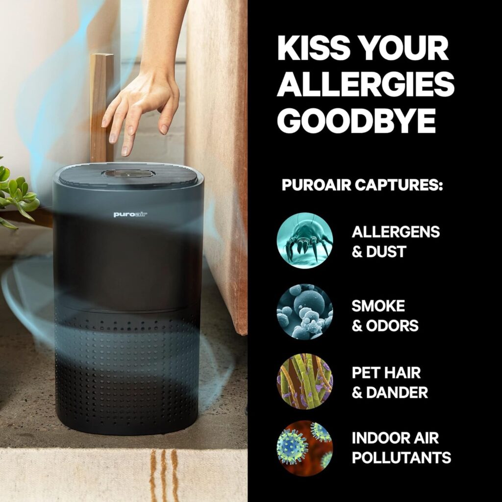 PuroAir HEPA 14 Air Purifier for Home - Covers 1,115 Sq Ft - Hospital-Grade Filter - Air Purifier for Allergies - for Large Rooms - Filters 99.99% of Pet Dander, Smoke, Allergens, Dust, Odors, Mold