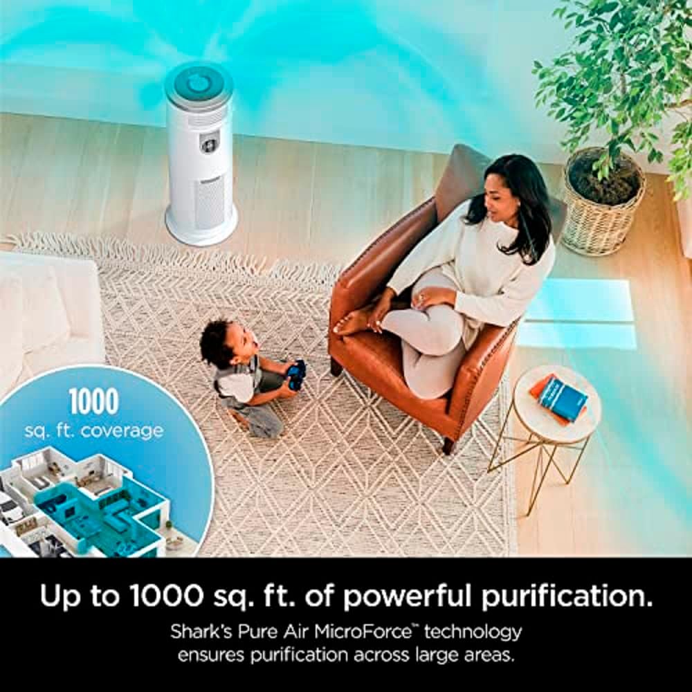 Shark HC502 3-in-1 Clean Sense Air Purifier MAX, Heater  Fan, HEPA Filter, 1000 Sq Ft, Oscillating, Large Rooms, Kitchens, Captures 99.98% of Particles for Clean Air, Dust, Smoke  Allergens, White