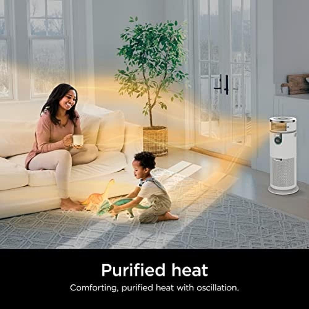 Shark HC502 3-in-1 Clean Sense Air Purifier MAX, Heater  Fan, HEPA Filter, 1000 Sq Ft, Oscillating, Large Rooms, Kitchens, Captures 99.98% of Particles for Clean Air, Dust, Smoke  Allergens, White