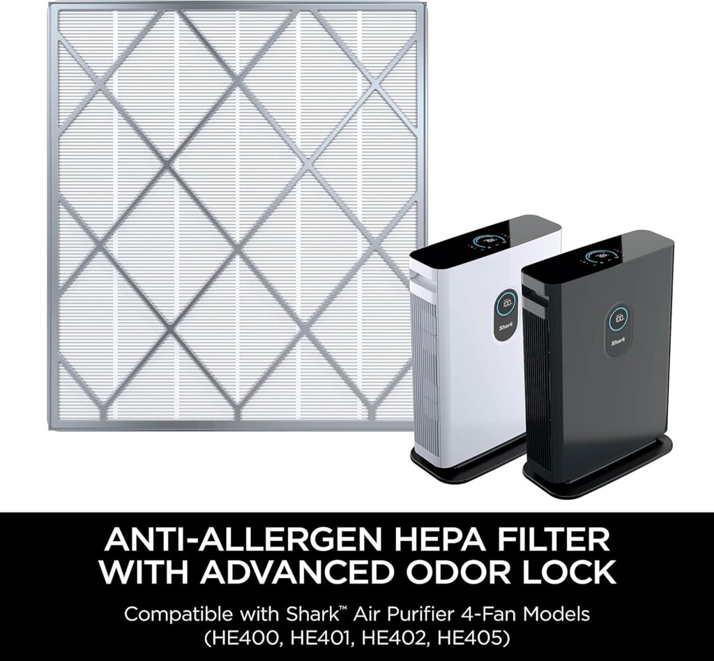 Shark HE400 Anti-Allergen Hepa, with Advanced Odor Lock, Air Purifier 4 (HE401  HE402), Grey, White