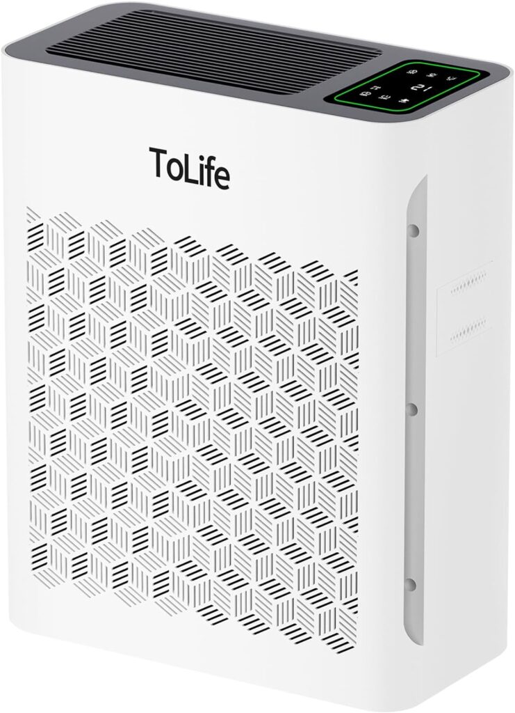 ToLife Air Purifiers for Home Large Room Up to 1095 Ft² with PM 2.5 Display Air Quality Sensor, Auto Mode, Timer, HEPA Air Purifier for Bedroom Filters Smoke, Pollen, Pet Dander, Allergies, White