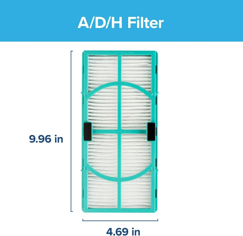 Filtrete Allergen Reduction True HEPA Room Air Purifier Filter, 2 Pack, Size 9.96 in. x 4.69 in., Works with Filtrete FAP-TT-ADH device