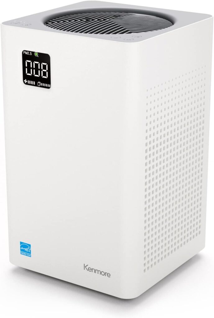 Kenmore PM2010 Air Purifiers with H13 True HEPA Filter, Covers Up to 1200 Sq.Foot, 24db SilentClean 3-Stage HEPA Filtration System, 5 Speeds for Home Large Room, Kitchens  Bedroom