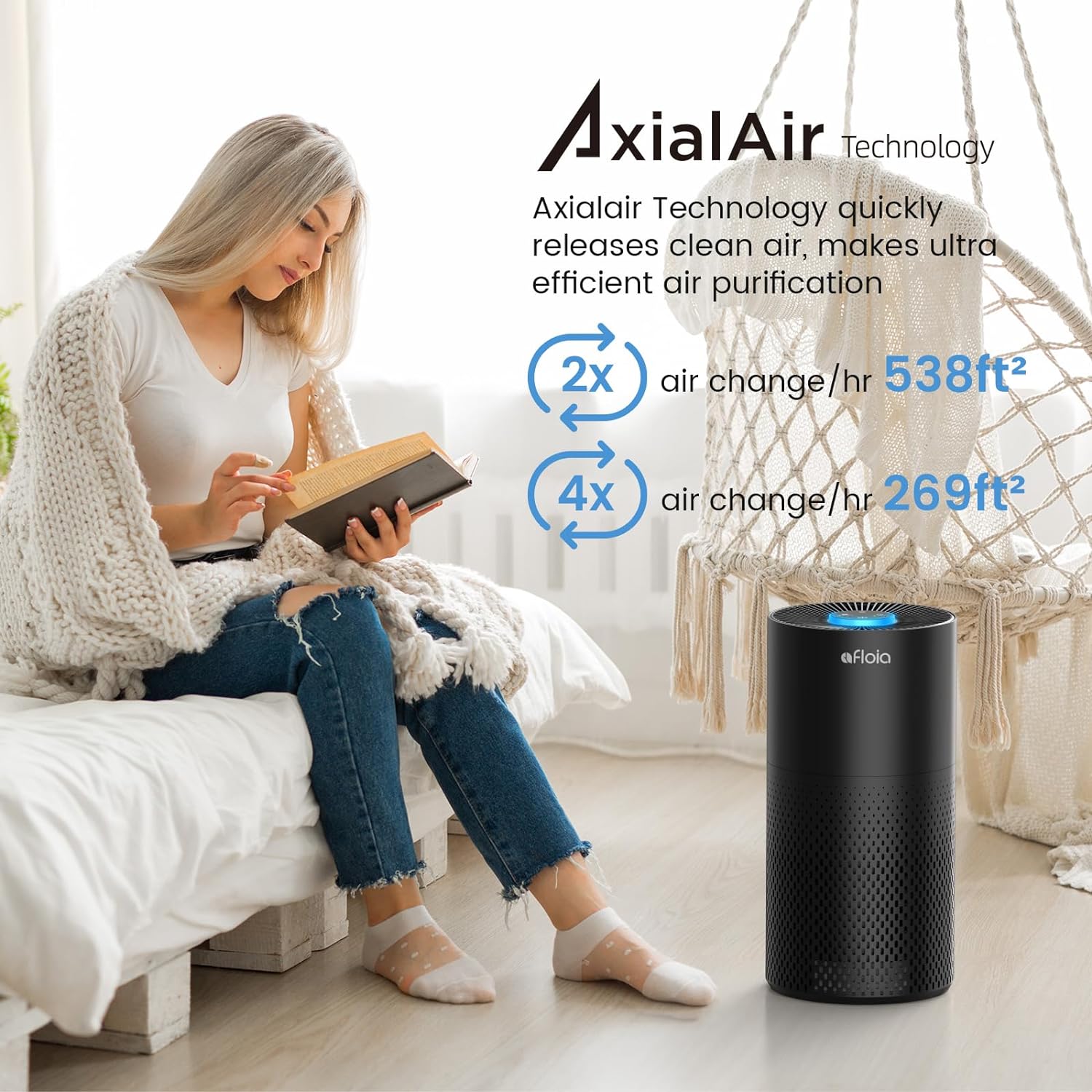 Afloia Air Purifiers for Home Large Room Up to 1076 Ft²/1280Ft²,3-Stage Air Purifier Filter for Pets Dander Pollen Allergies Dust Mold Odor Smoke